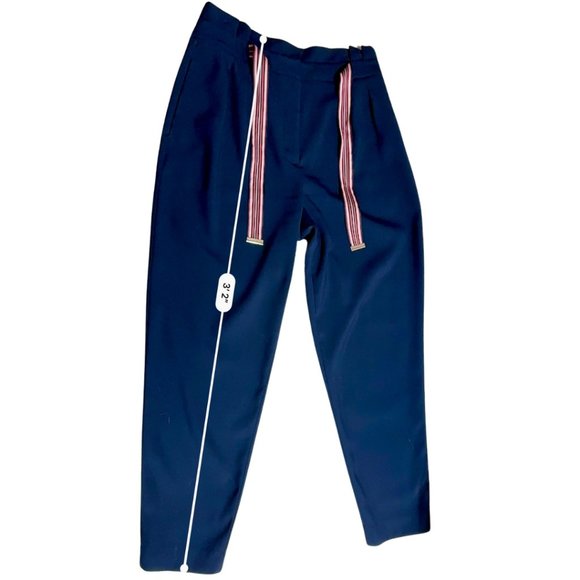 Tommy Hilfiger Baggy Navy Slacks with Red White & Blue Tie Belt Size 4 - Picture 4 of 16